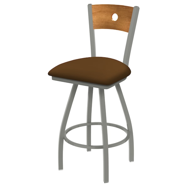 30" Swivel Counter Stool, SS Finish, Med Back, Canter Thatch Seat